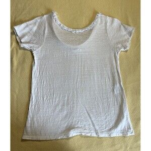 sezane Linen Sleeveless Blouse Size M Ivory Fringed Neckline